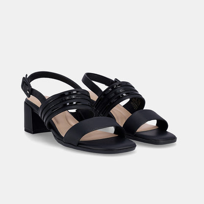 Federica Double Band Block Heel - Black