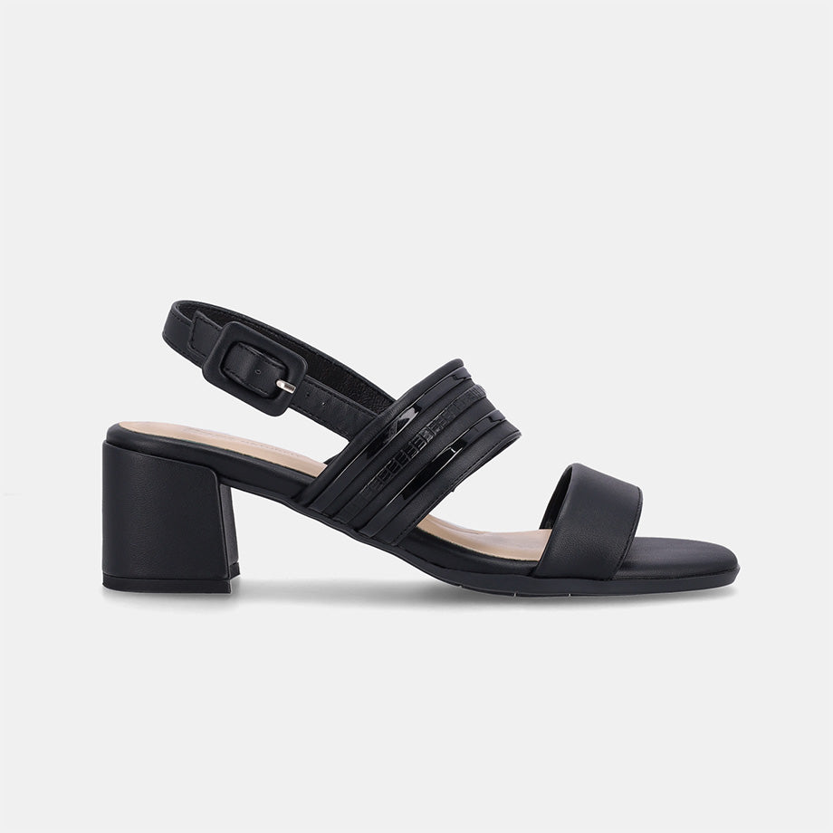 Federica Double Band Block Heel - Black