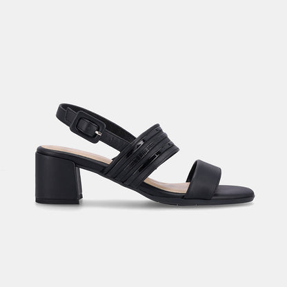 Federica Double Band Block Heel - Black