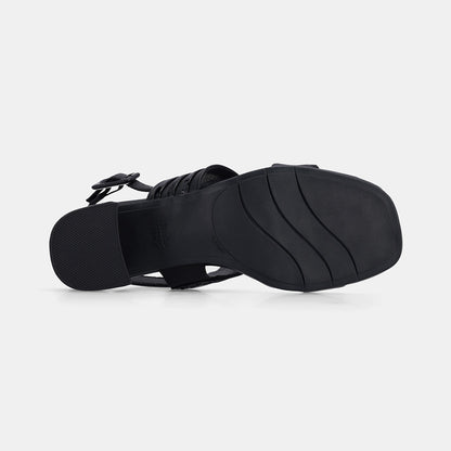 Federica Double Band Block Heel - Black