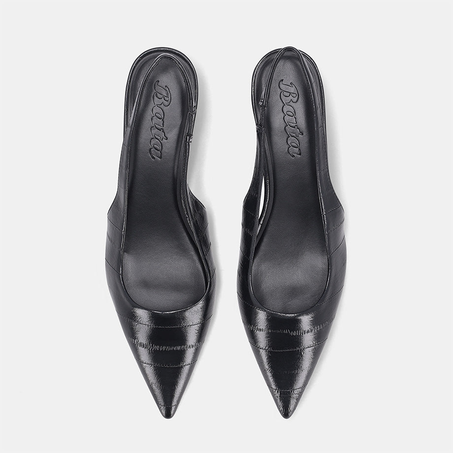 York Slingback Wedge - Black