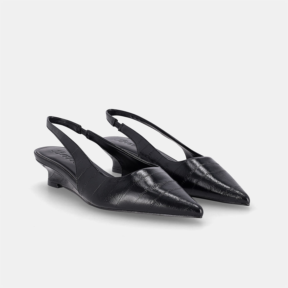 York Slingback Wedge - Black