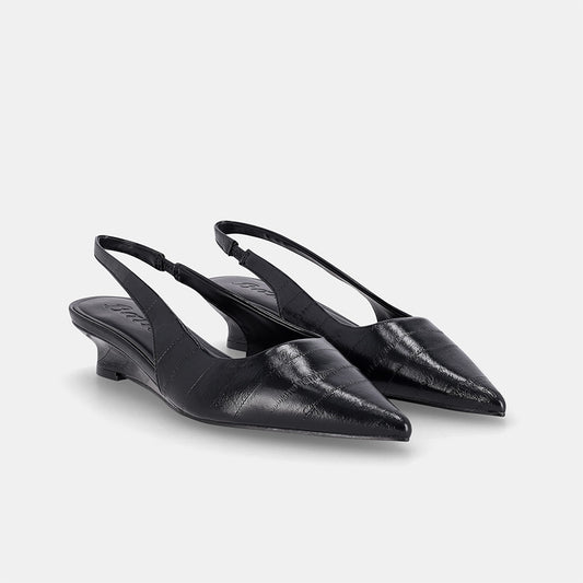 York Slingback Wedge - Black