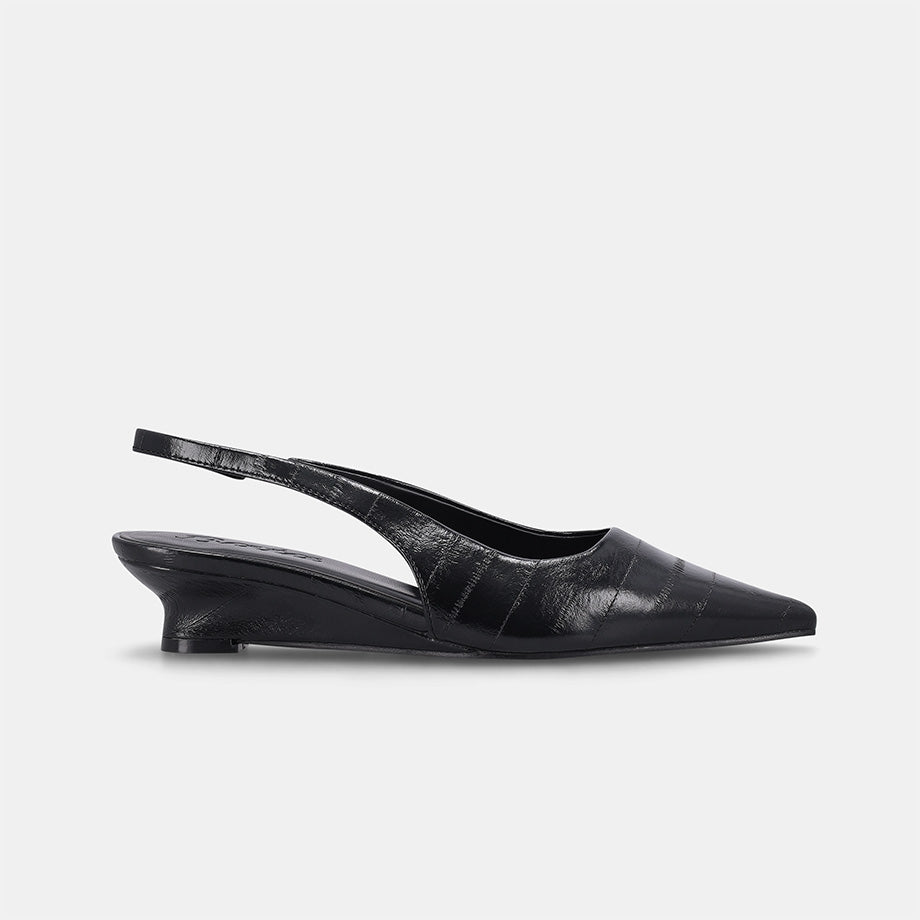 York Slingback Wedge - Black