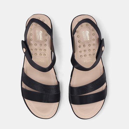 Catherine Double strap Wedge Sandal-Black
