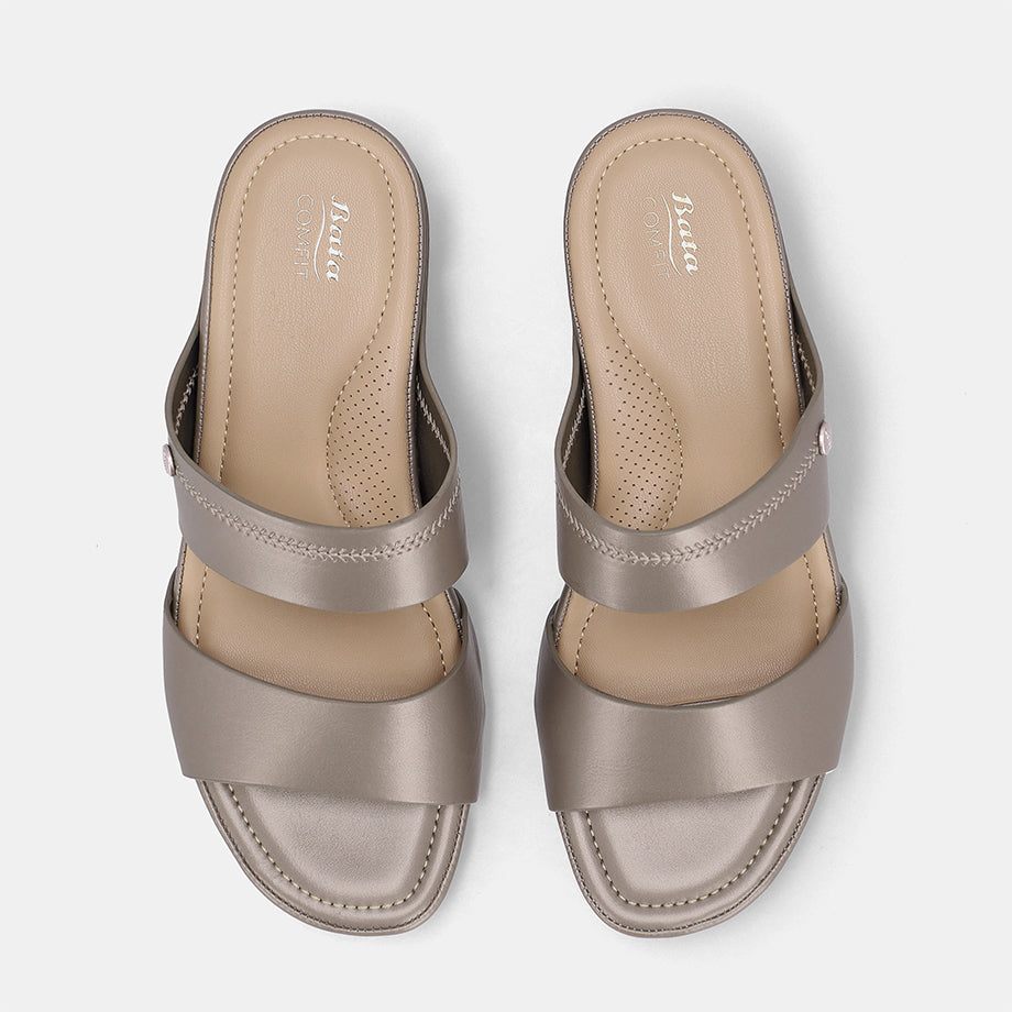 Caca Double Strap Wedge-Pewter
