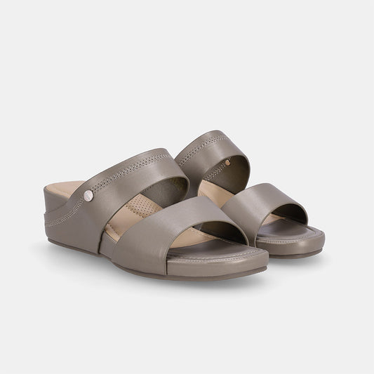 Caca Double Strap Wedge-Pewter
