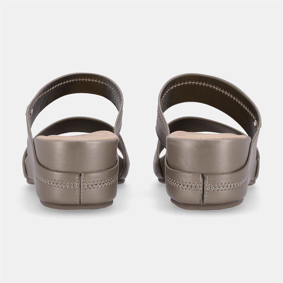 Caca Double Strap Wedge-Pewter