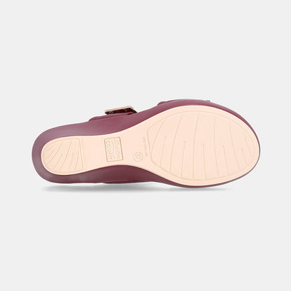 Cadynn Double Strap Slip-on Wedge-Maroon