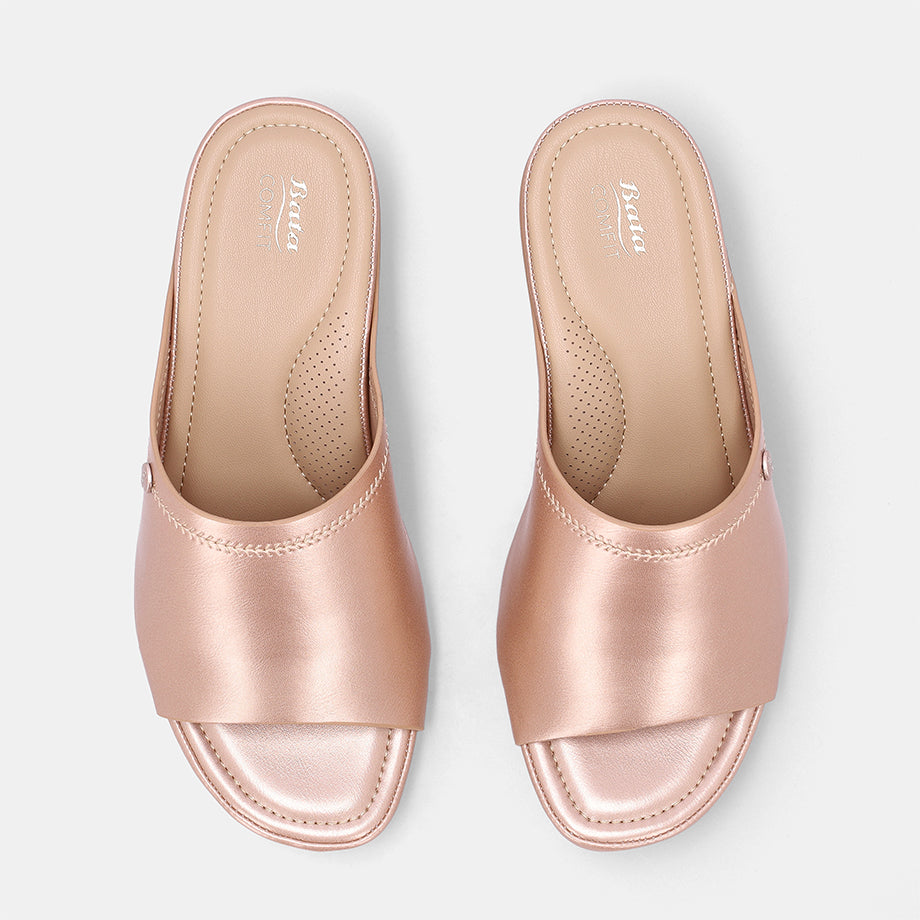 Caca Rose Gold Slip-on Wedge Sandal