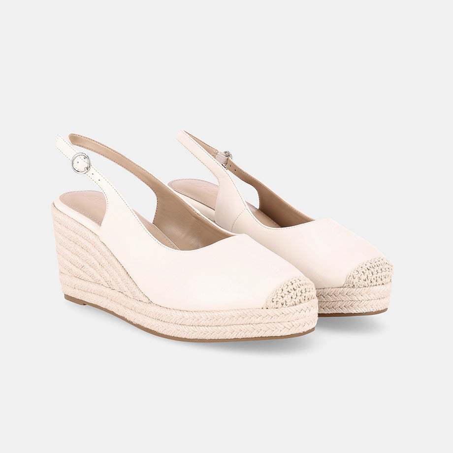 Sakura Sling Back Wedge - White