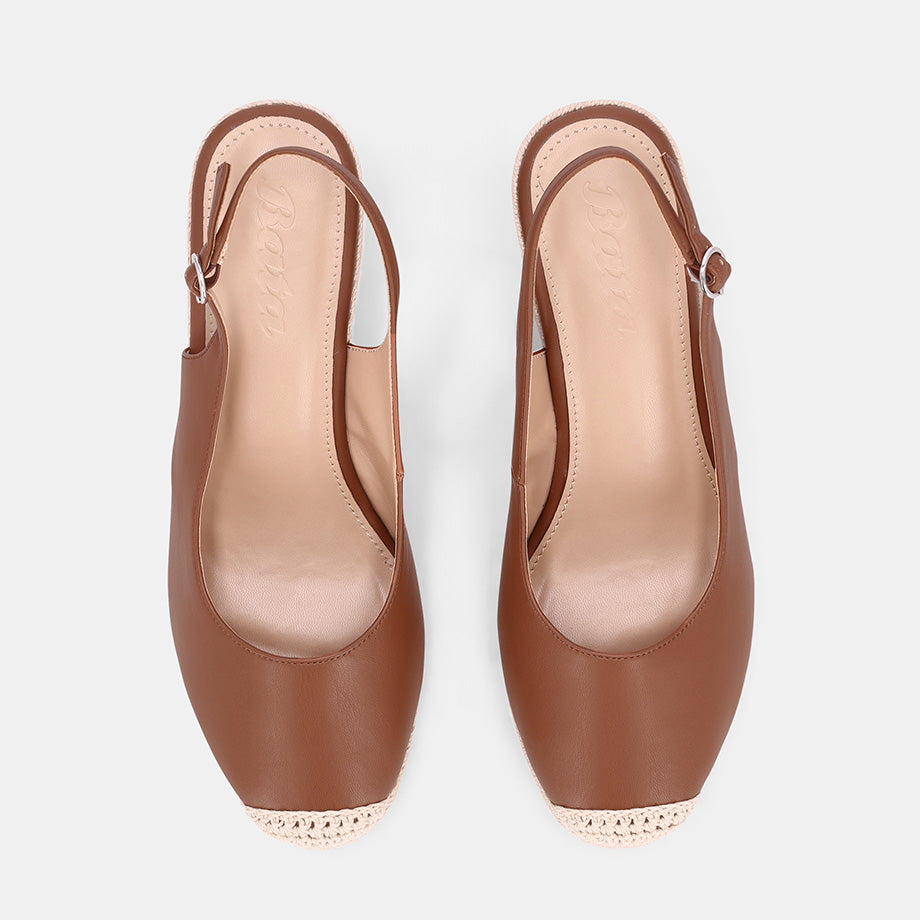 Sakura Sling Back Wedge - Camel