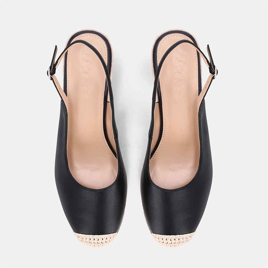 Sakura Sling Back Wedge - Black