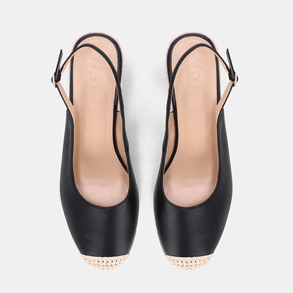 Sakura Sling Back Wedge - Black
