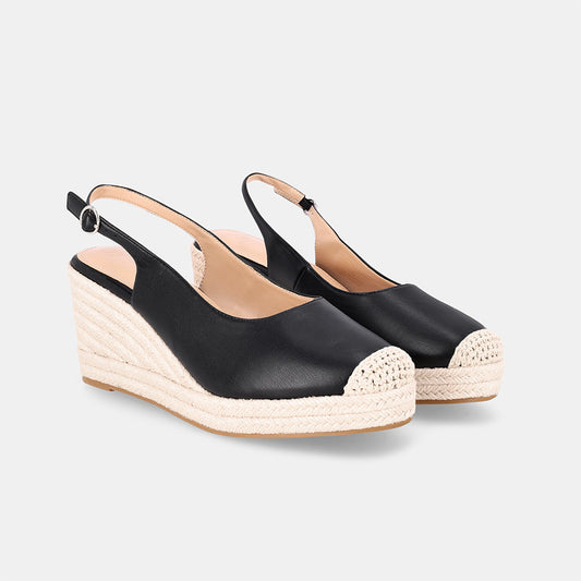 Sakura Sling Back Wedge - Black