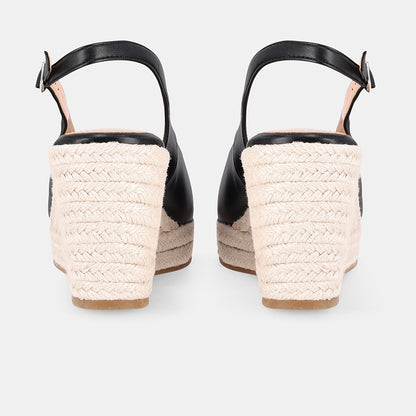 Sakura Sling Back Wedge - Black