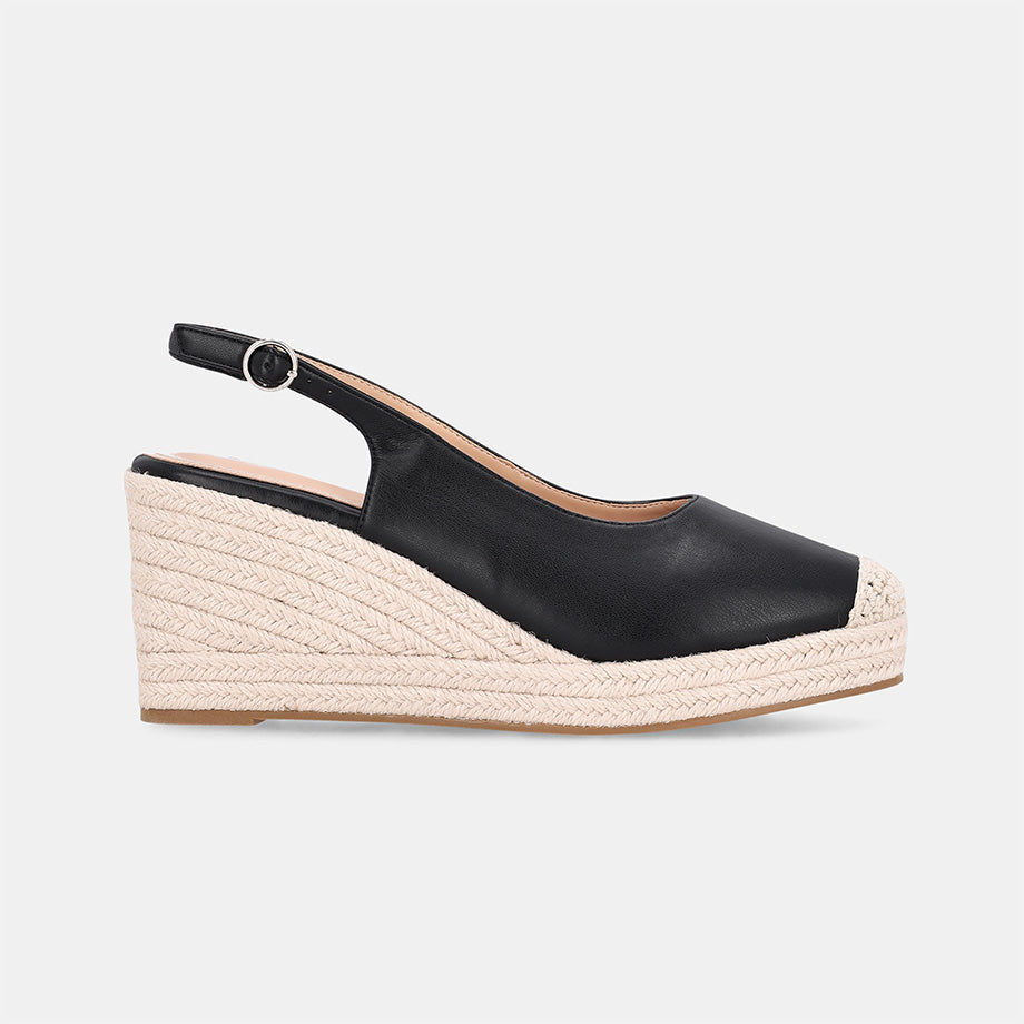 Sakura Sling Back Wedge - Black