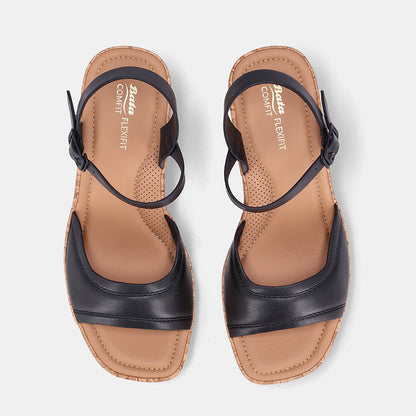 Corina Block heel Single Strap Sandal-Black