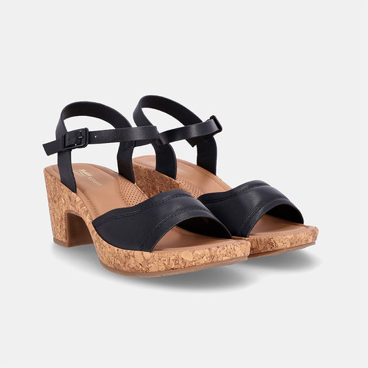 Corina Block heel Single Strap Sandal-Black