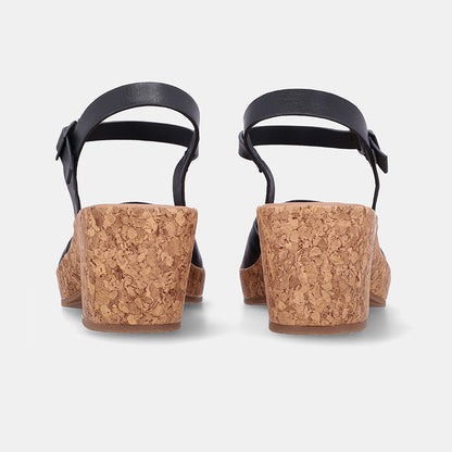 Corina Block heel Single Strap Sandal-Black
