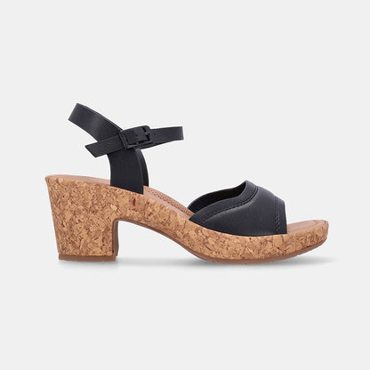 Corina Block heel Single Strap Sandal-Black