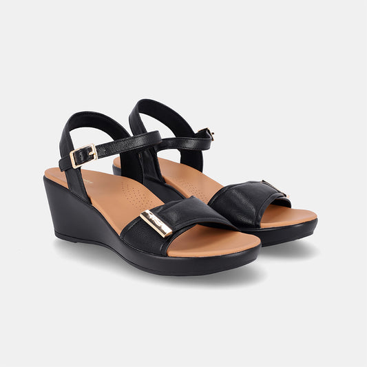 Cadynn Double Strap Slip-on Wedge-Black