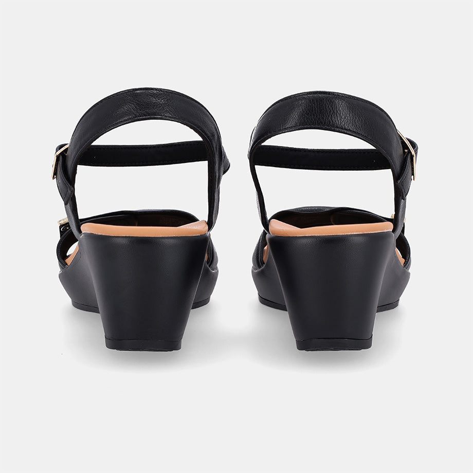 Cadynn Double Strap Slip-on Wedge-Black
