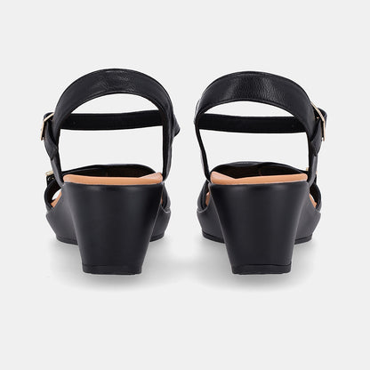 Cadynn Double Strap Slip-on Wedge-Black