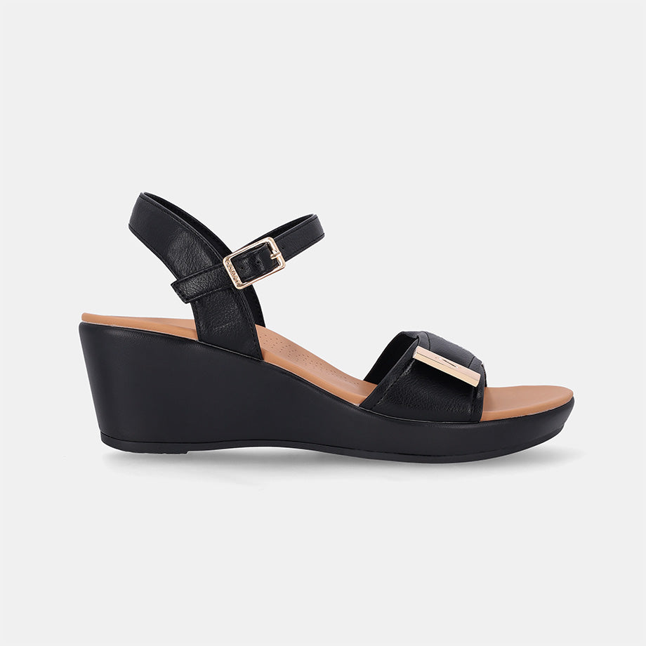 Cadynn Double Strap Slip-on Wedge-Black