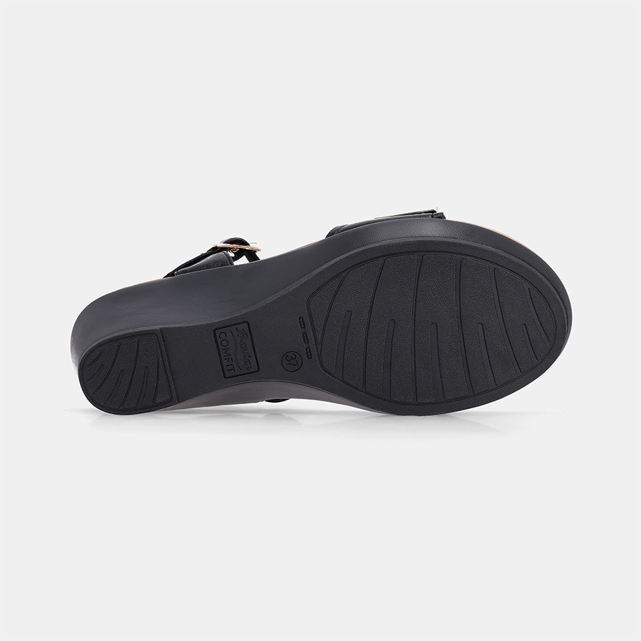Cadynn Double Strap Slip-on Wedge-Black