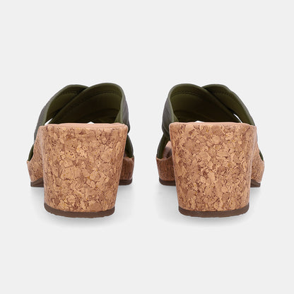 Corina Cross strap block heel sandal-Green